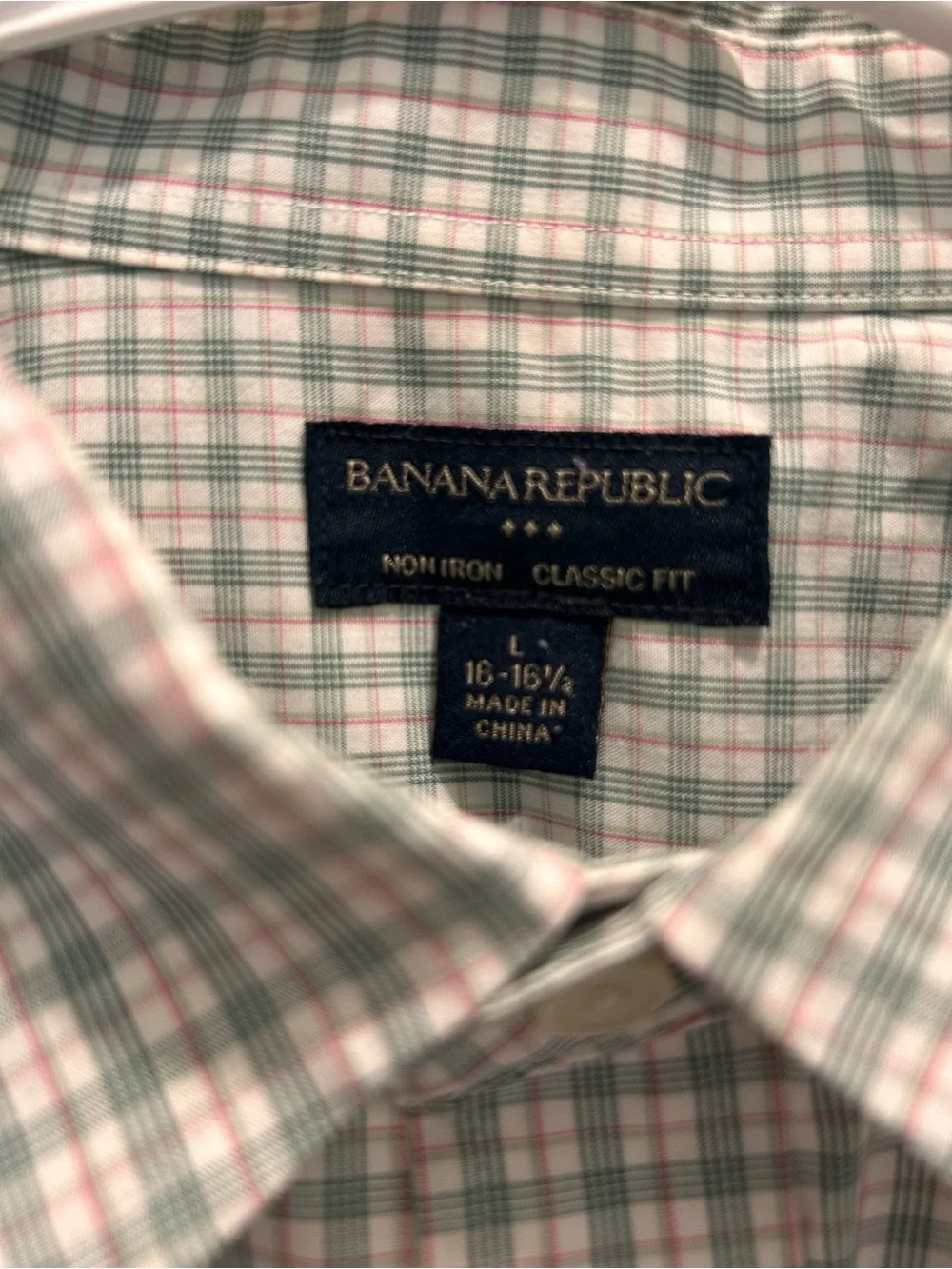 Banana Republic Mint and White Checked Dress Shirt